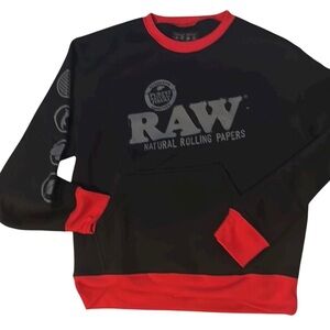RAW Black and Red Crewneck Sweatshirt S